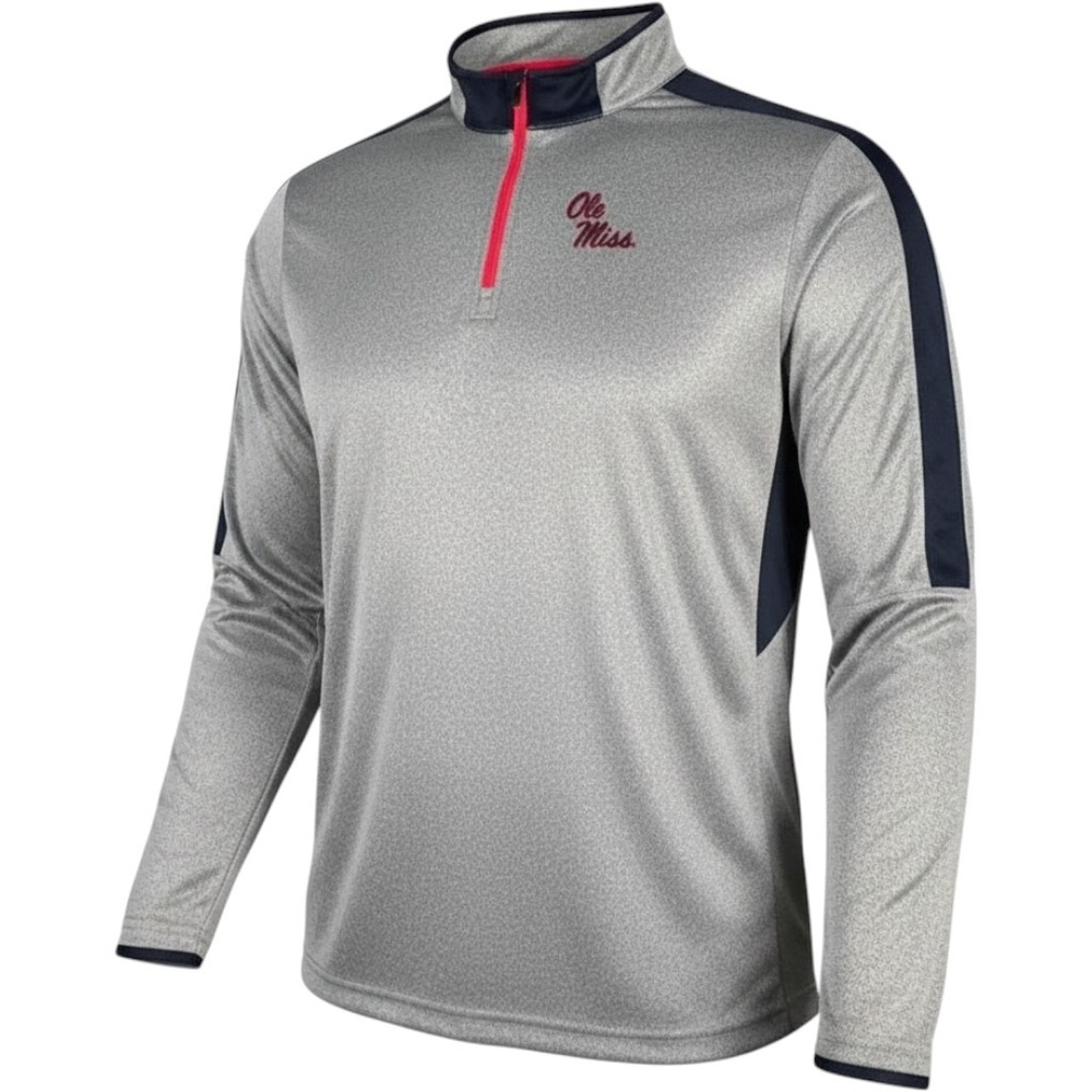 Ole Miss Rebels Colosseum Quarter Zip Pullover Men XL Gray NCAA Performance